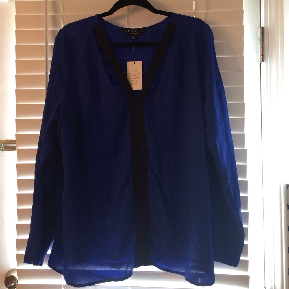 LADIES PLUS SZ 18 ELOQUII BLUE BLOUSE NWT